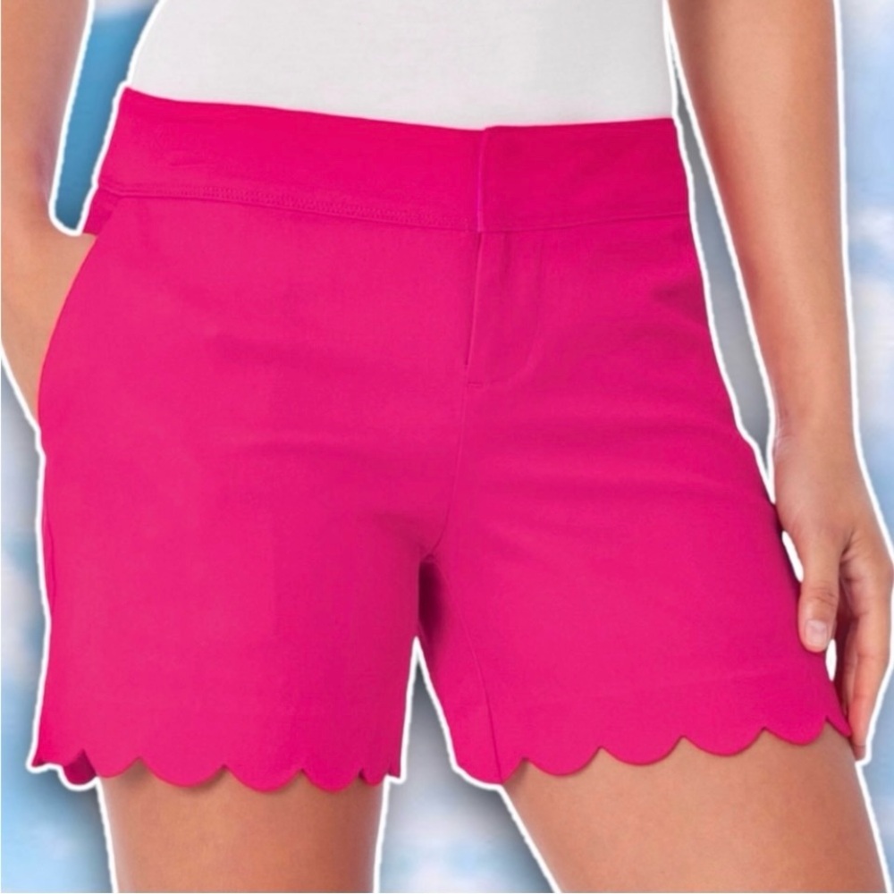 ❤️ ISAAC MIZRAHI LIVE Scallop Hem Tailored Short Preppy Southern Barbie Pink